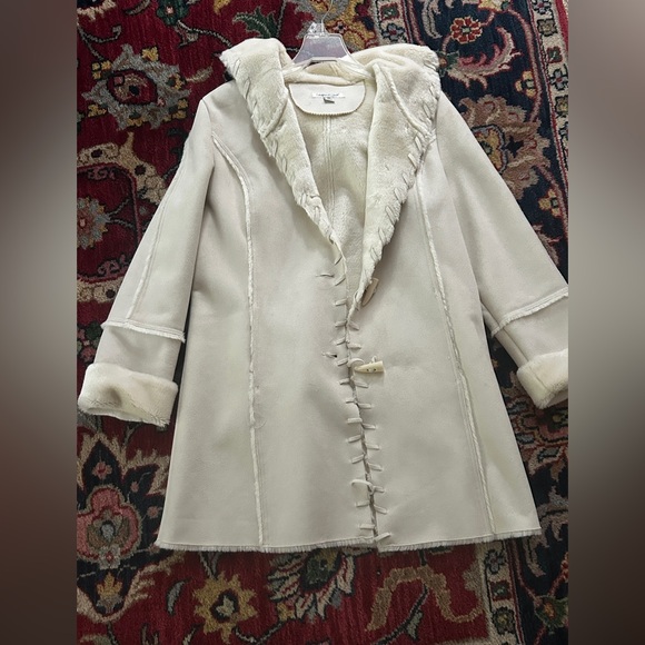 🥳 H P 🥳🙌🎉Coldwater Creek Suede Faux Fur Coat PM - Picture 2 of 10